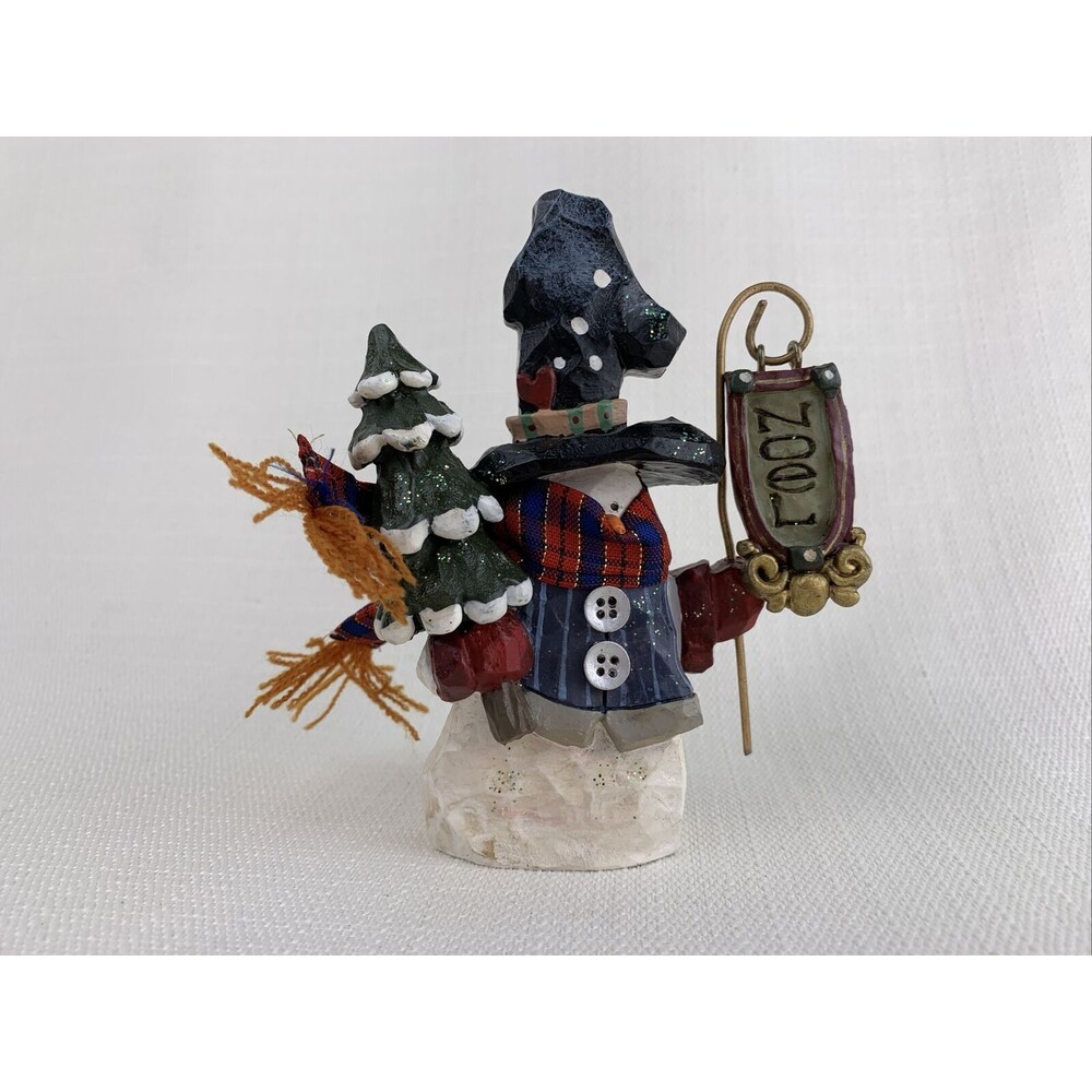 Kurt Adler Santa's World Snowtown Holiday‎ Snowman Figurine with Noel Sign